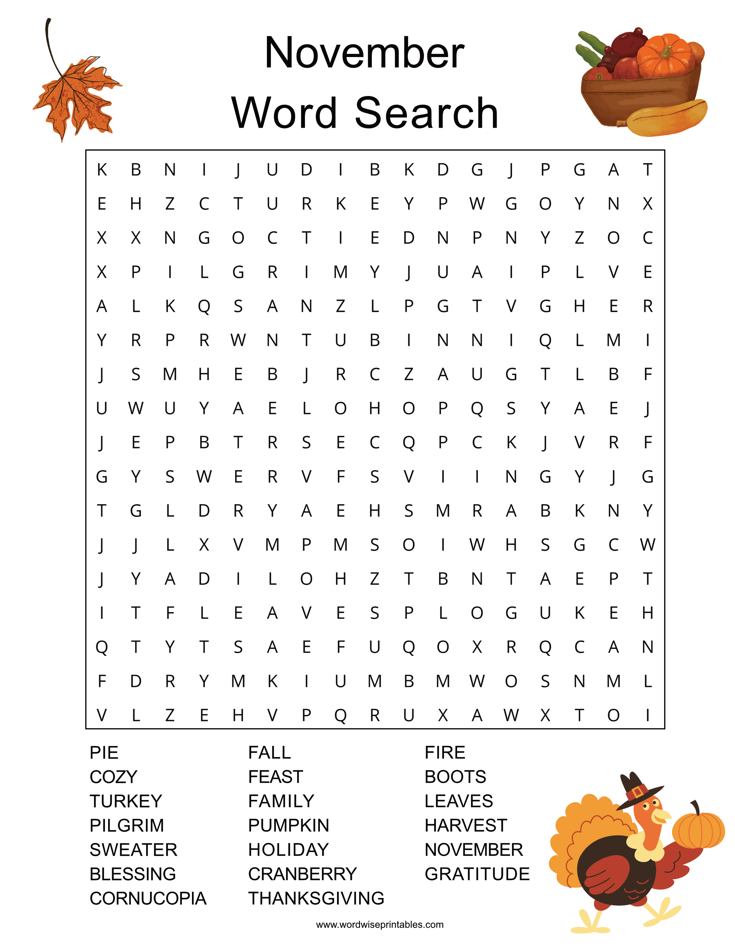 November Word Search